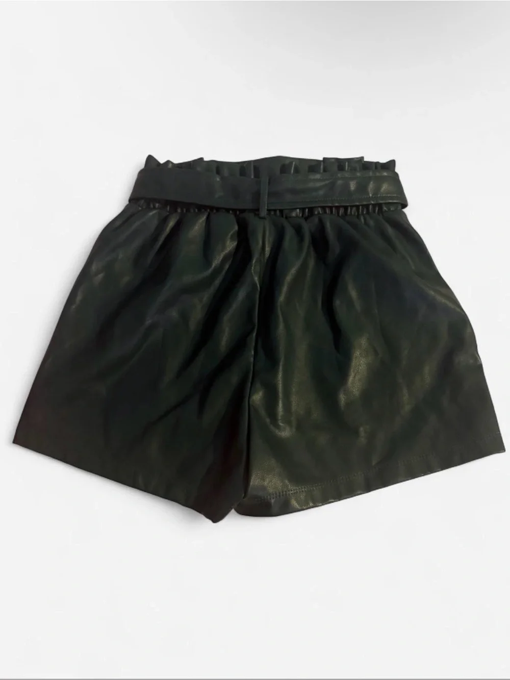 Dark green faux leather skort